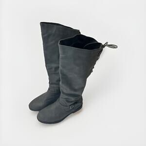 XOXO Womens Merritt-C Grey Knee High Riding Boots Size 6.5 Medium Pull On